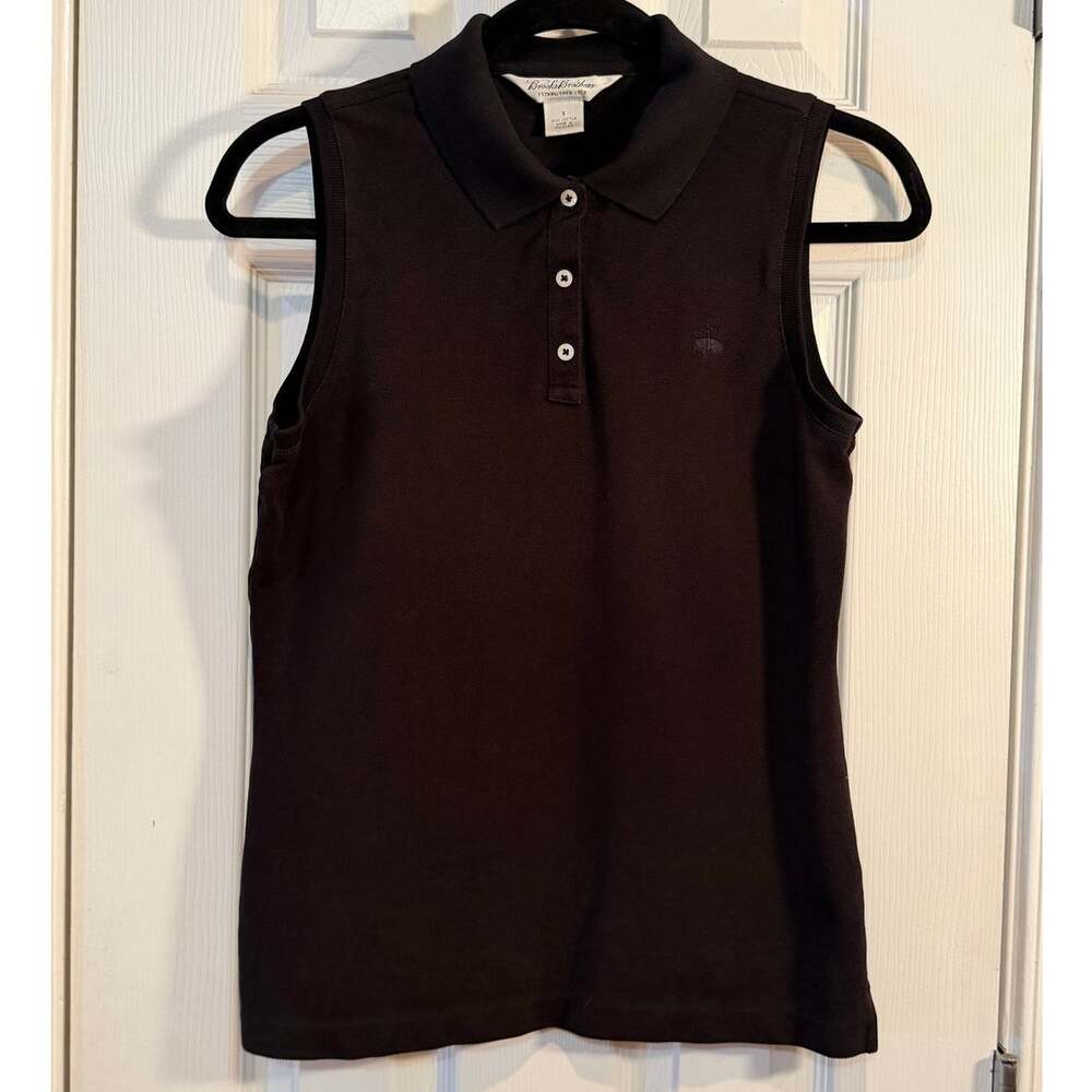 Brooks Brothers S Black Sleeveless Polo 100% Cotton Pique Golden Fleece